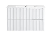 BV78WH Matte White Fluted Fingerpull Wall Hung Vanity - 600 / 750 / 900 / 1200 / 1500S / 1500D